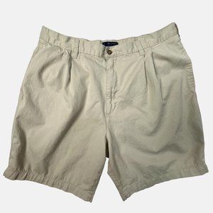 Vintage Chaps Ralph Lauren Chino Shorts Pleated Beige Cotton Mens Size 40